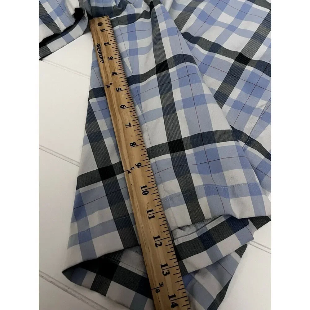 Nike Golf Dri-Fit Blue Gray Plaid Active 12 inch Classic Fit Shorts Mens Size 33